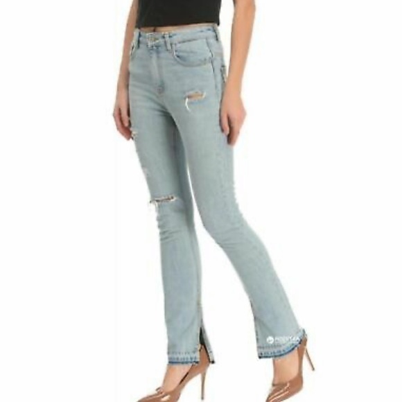 High Rise Straight Open Hem Jeans - Picture 7 of 7